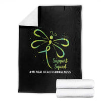 Mental Health Awarenes Throw Blanket Support Squad Green Ribbon