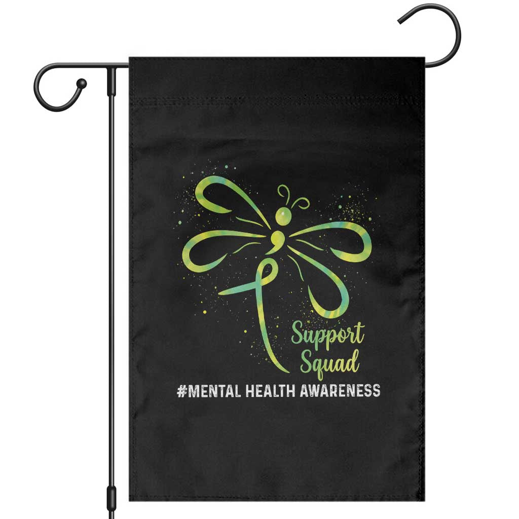 Mental Health Awarenes Garden Flag Support Squad Green Ribbon