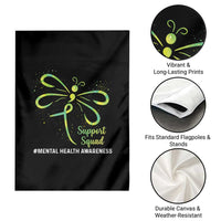 Mental Health Awarenes Garden Flag Support Squad Green Ribbon