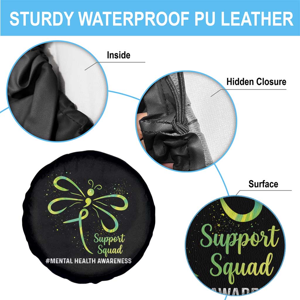 Mental Health Awarenes Spare Tire Cover Support Squad Green Ribbon