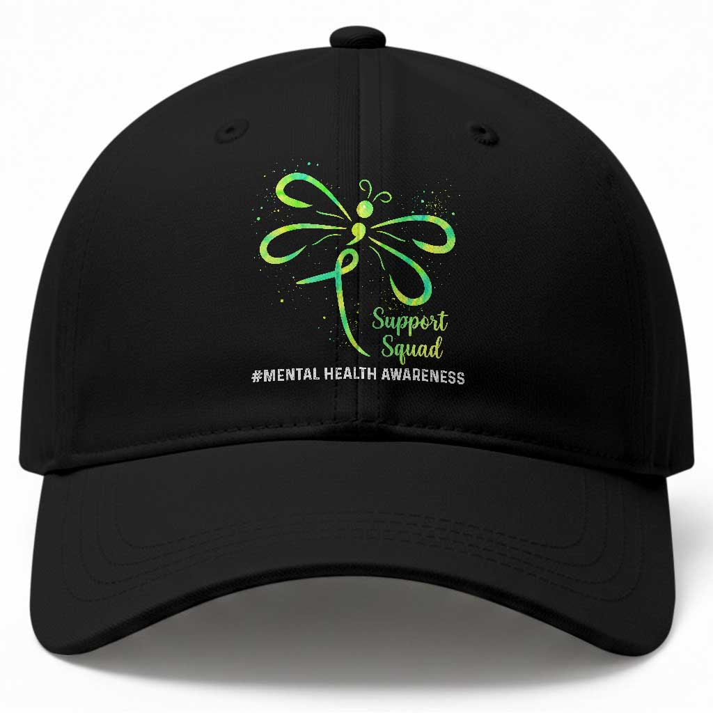 Mental Health Awarenes Baseball Cap Support Squad Green Ribbon