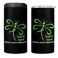 Mental Health Awarenes 4 in 1 Can Cooler Tumbler Support Squad Green Ribbon