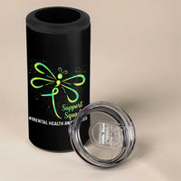 Mental Health Awarenes 4 in 1 Can Cooler Tumbler Support Squad Green Ribbon