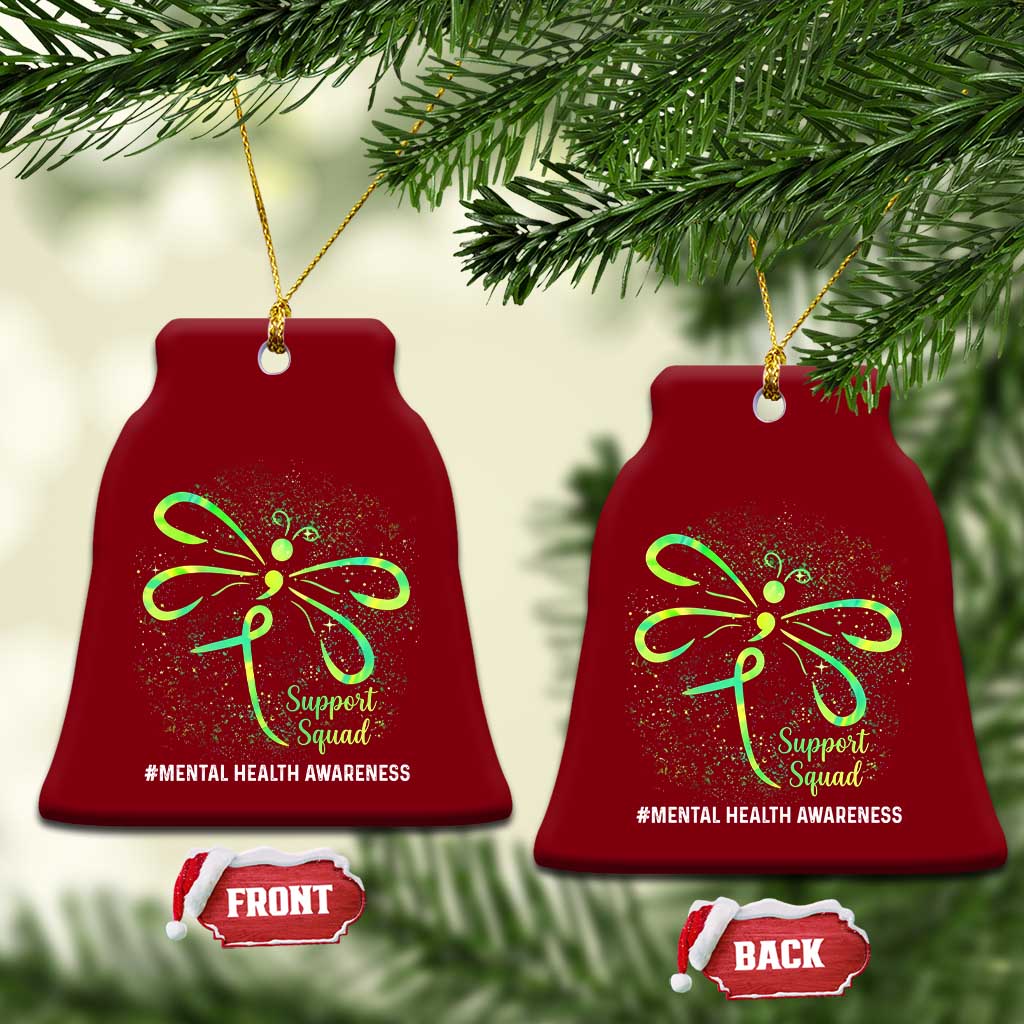 Mental Health Awarenes Ceramic Ornament Support Squad Green Ribbon