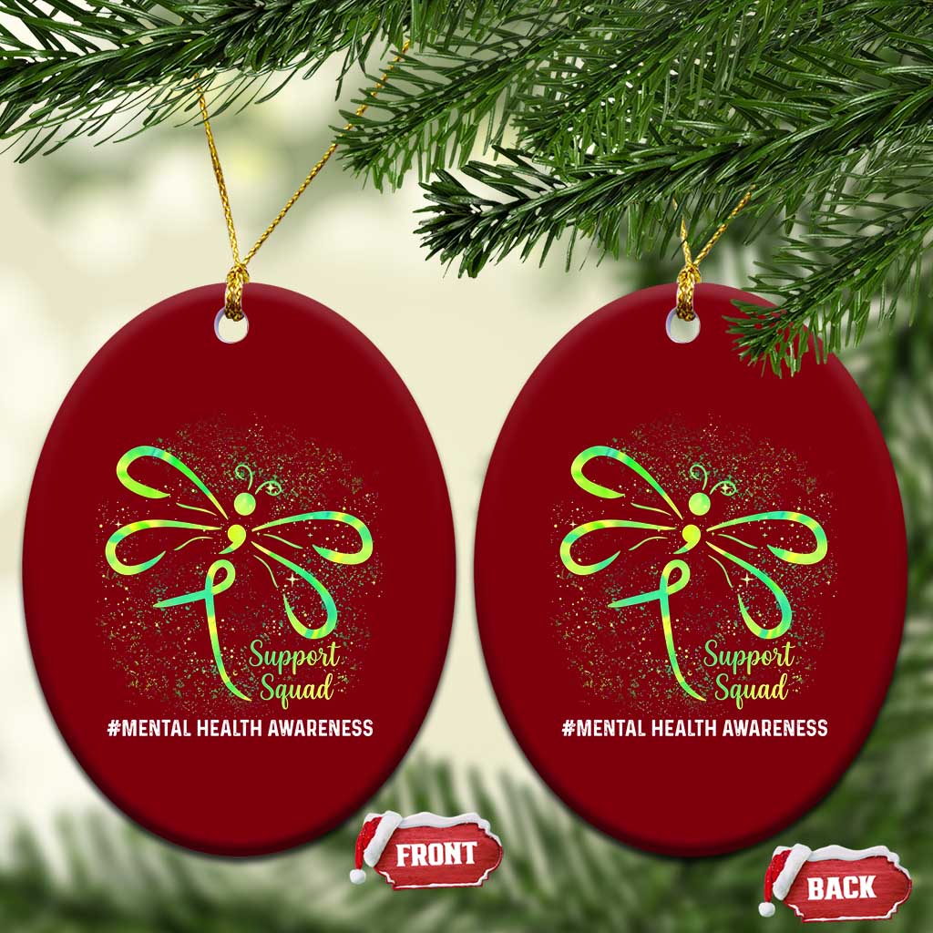 Mental Health Awarenes Ceramic Ornament Support Squad Green Ribbon