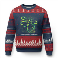Mental Health Awarenes Ugly Christmas Sweater Support Squad Green Ribbon