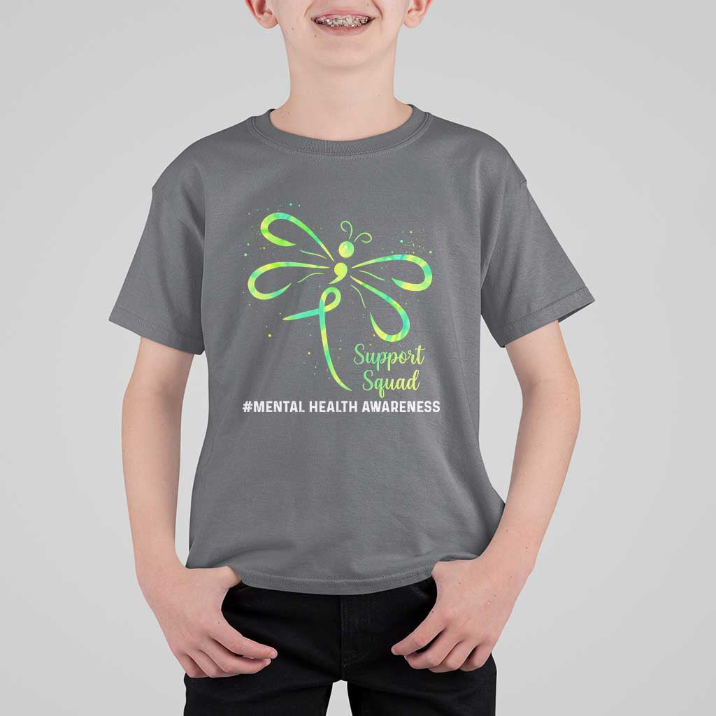 Mental Health Awarenes T Shirt For Kid Support Squad Green Ribbon