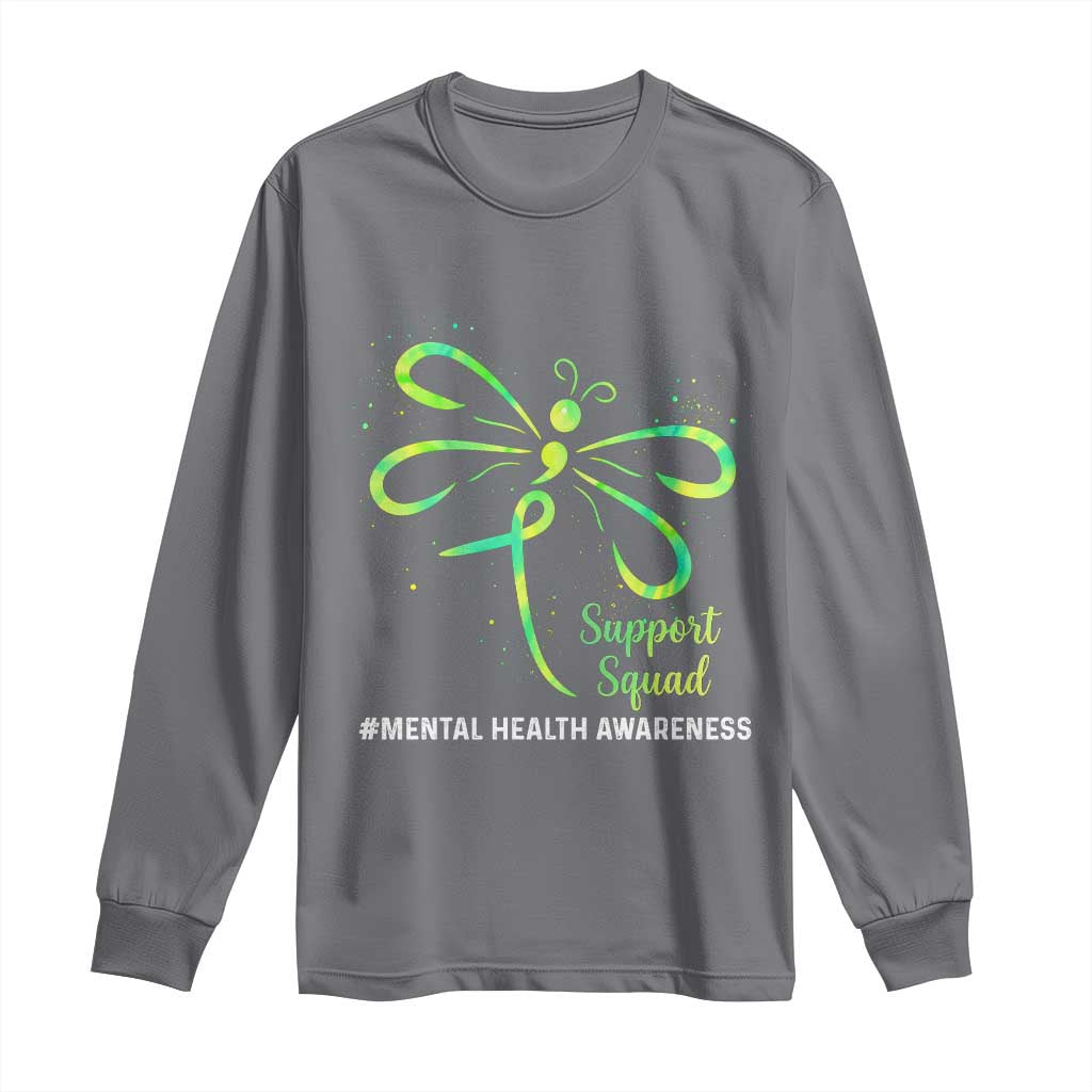 Mental Health Awarenes Long Sleeve Shirt Support Squad Green Ribbon