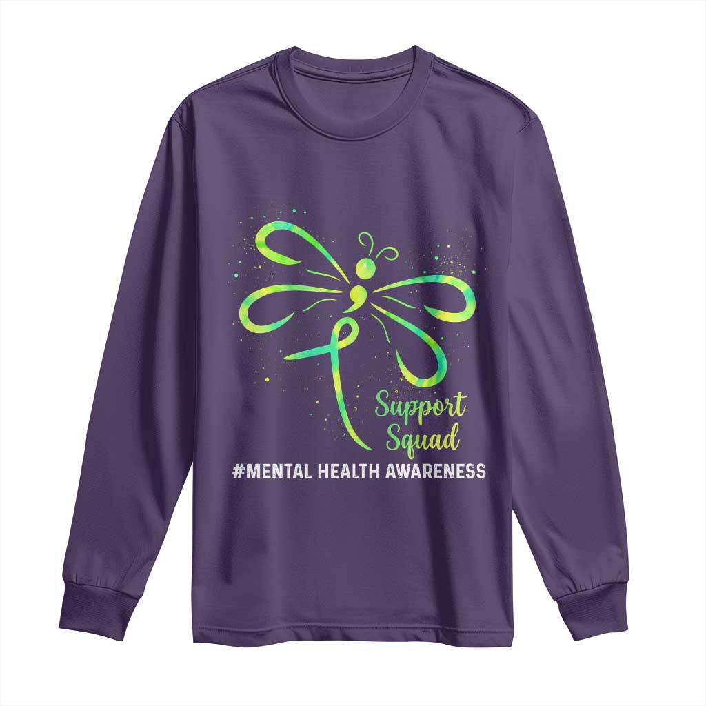 Mental Health Awarenes Long Sleeve Shirt Support Squad Green Ribbon