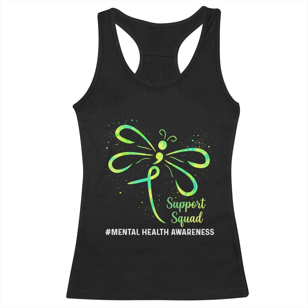 Mental Health Awarenes Racerback Tank Top Support Squad Green Ribbon