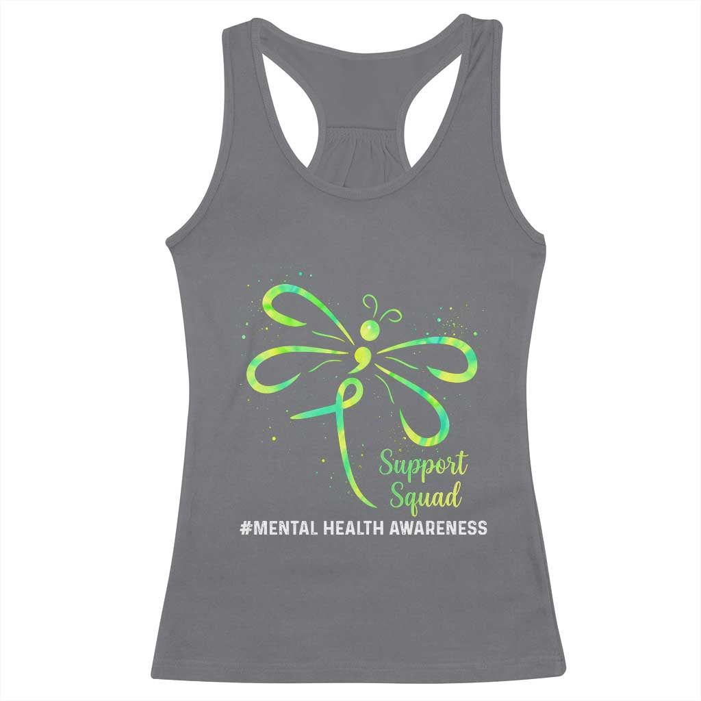 Mental Health Awarenes Racerback Tank Top Support Squad Green Ribbon