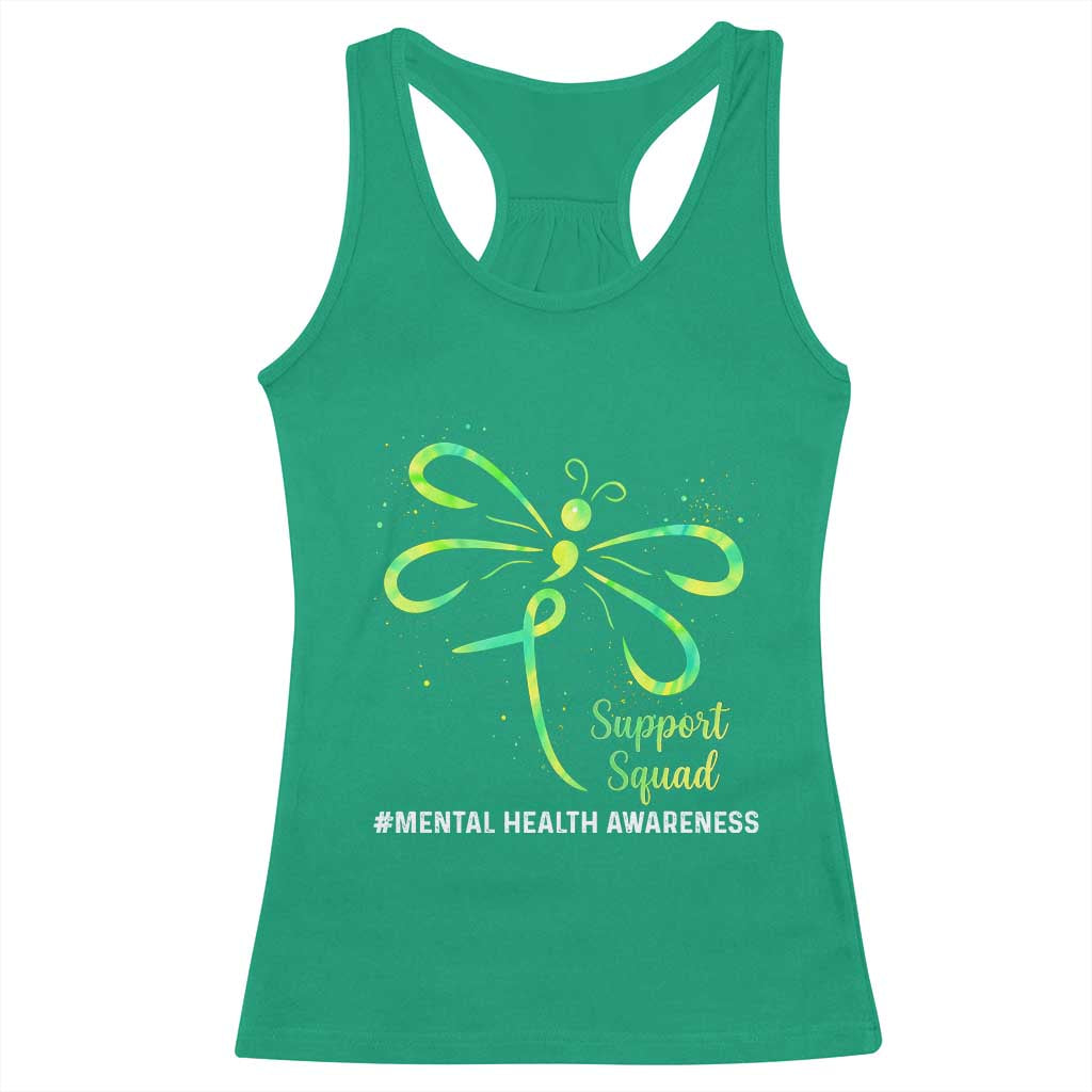 Mental Health Awarenes Racerback Tank Top Support Squad Green Ribbon