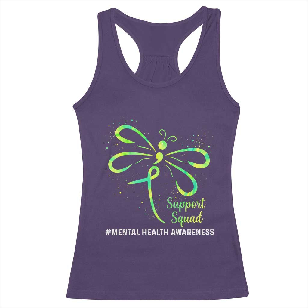 Mental Health Awarenes Racerback Tank Top Support Squad Green Ribbon