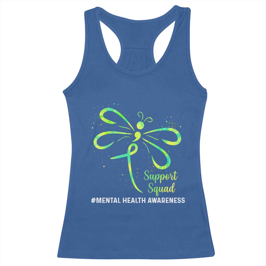 Mental Health Awarenes Racerback Tank Top Support Squad Green Ribbon