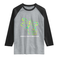 Mental Health Awarenes Raglan Shirt Support Squad Green Ribbon