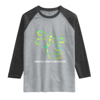Mental Health Awarenes Raglan Shirt Support Squad Green Ribbon