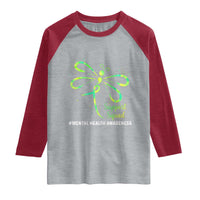 Mental Health Awarenes Raglan Shirt Support Squad Green Ribbon