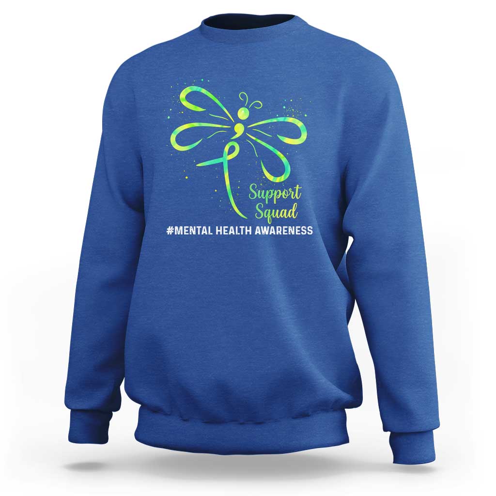 Mental Health Awarenes Sweatshirt Support Squad Green Ribbon