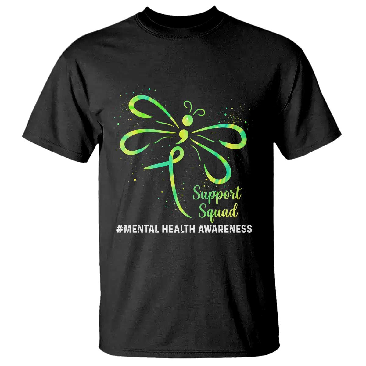 Mental Health Awarenes T Shirt Support Squad Green Ribbon