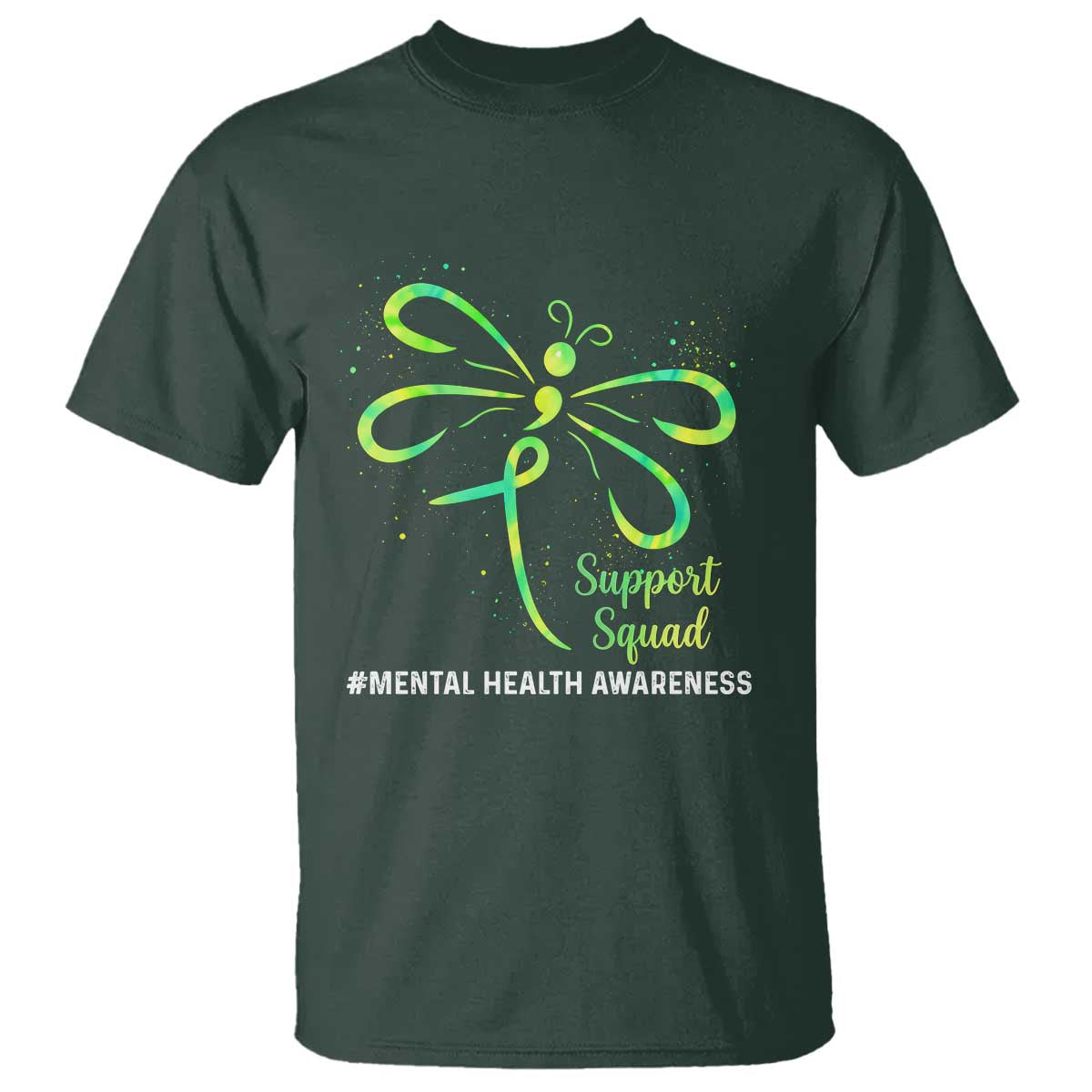 Mental Health Awarenes T Shirt Support Squad Green Ribbon