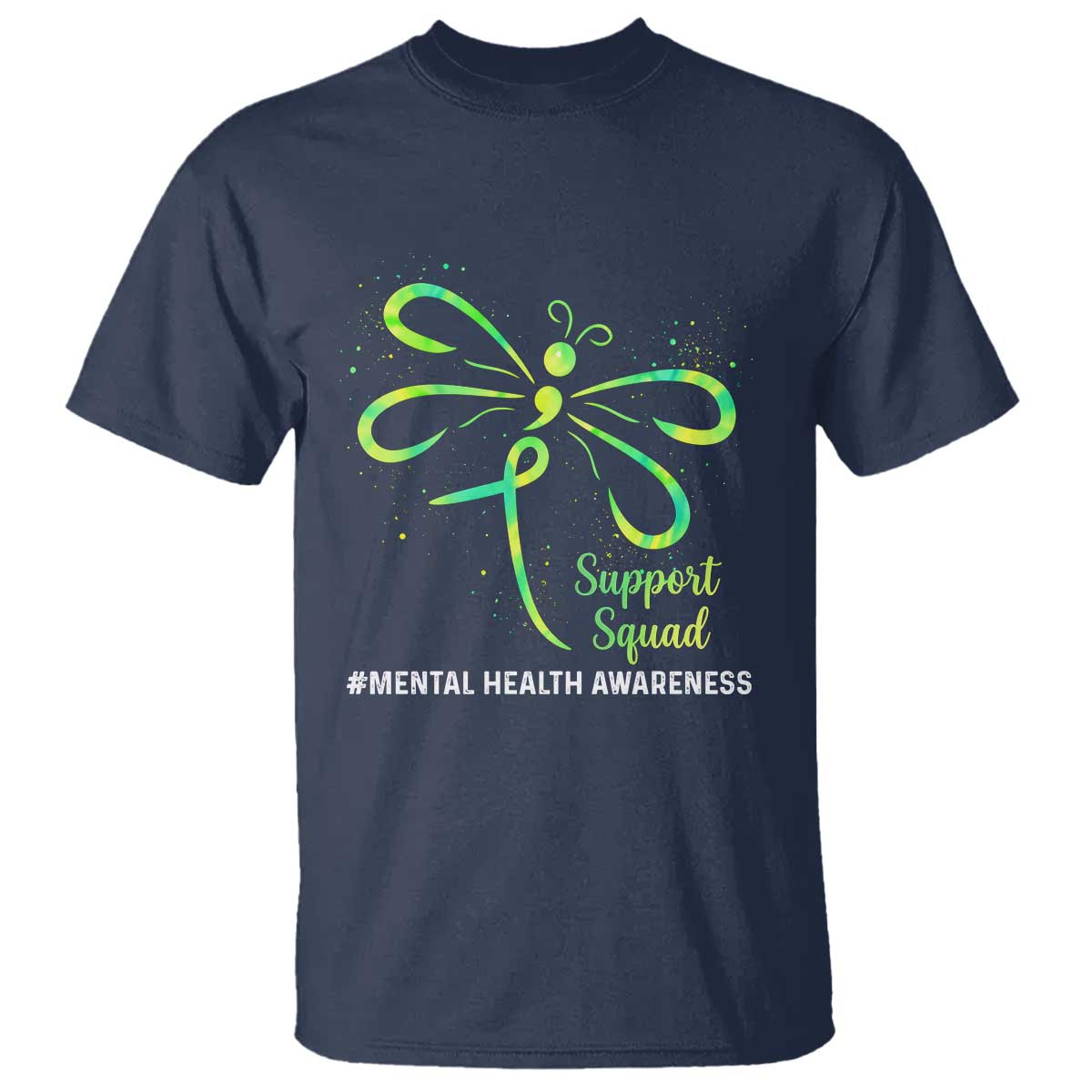 Mental Health Awarenes T Shirt Support Squad Green Ribbon