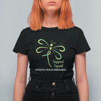 Mental Health Awarenes T Shirt For Women Support Squad Green Ribbon