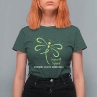 Mental Health Awarenes T Shirt For Women Support Squad Green Ribbon