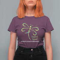 Mental Health Awarenes T Shirt For Women Support Squad Green Ribbon