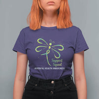Mental Health Awarenes T Shirt For Women Support Squad Green Ribbon