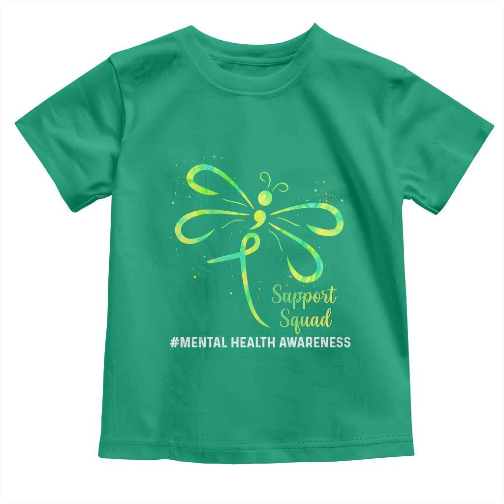 Mental Health Awarenes Toddler T Shirt Support Squad Green Ribbon