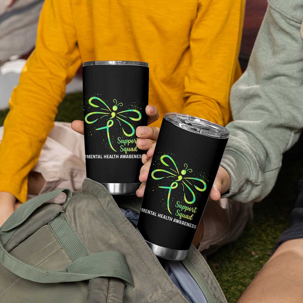 Mental Health Awarenes Tumbler Cup Support Squad Green Ribbon