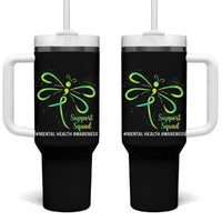 Mental Health Awarenes Tumbler With Handle Support Squad Green Ribbon