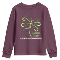 Mental Health Awarenes Youth Sweatshirt Support Squad Green Ribbon