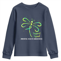 Mental Health Awarenes Youth Sweatshirt Support Squad Green Ribbon