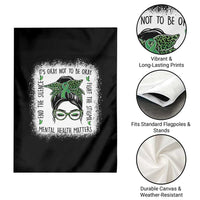 Mental Health Matters Garden Flag Messy Bun Green Ribbon Support