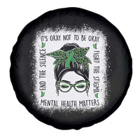 Mental Health Matters Spare Tire Cover Messy Bun Green Ribbon Support