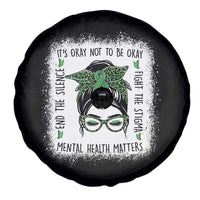 Mental Health Matters Spare Tire Cover Messy Bun Green Ribbon Support