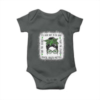 Mental Health Matters Baby Onesie Messy Bun Green Ribbon Support