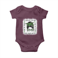 Mental Health Matters Baby Onesie Messy Bun Green Ribbon Support