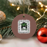 Mental Health Matters Ceramic Ornament Messy Bun Green Ribbon Support