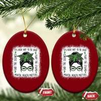 Mental Health Matters Ceramic Ornament Messy Bun Green Ribbon Support