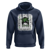 Mental Health Matters Hoodie Messy Bun Green Ribbon Support