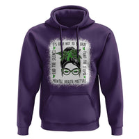 Mental Health Matters Hoodie Messy Bun Green Ribbon Support