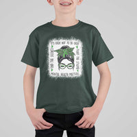 Mental Health Matters T Shirt For Kid Messy Bun Green Ribbon Support