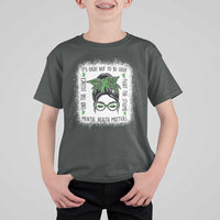 Mental Health Matters T Shirt For Kid Messy Bun Green Ribbon Support
