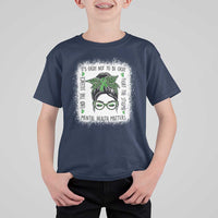 Mental Health Matters T Shirt For Kid Messy Bun Green Ribbon Support