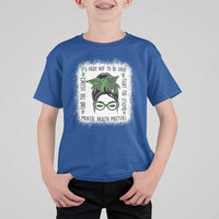 Mental Health Matters T Shirt For Kid Messy Bun Green Ribbon Support