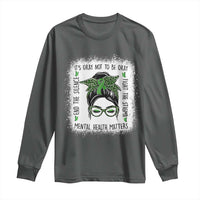 Mental Health Matters Long Sleeve Shirt Messy Bun Green Ribbon Support
