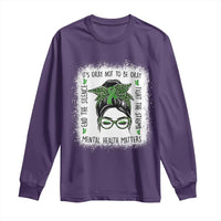 Mental Health Matters Long Sleeve Shirt Messy Bun Green Ribbon Support
