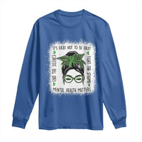 Mental Health Matters Long Sleeve Shirt Messy Bun Green Ribbon Support